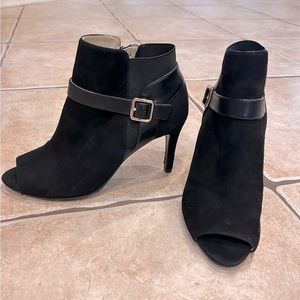 Suede open toe booties